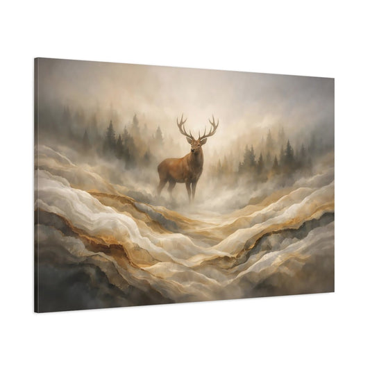 Mineral Flow Deer Forest Animals - Canvas Wall Art Print - YesArtYes