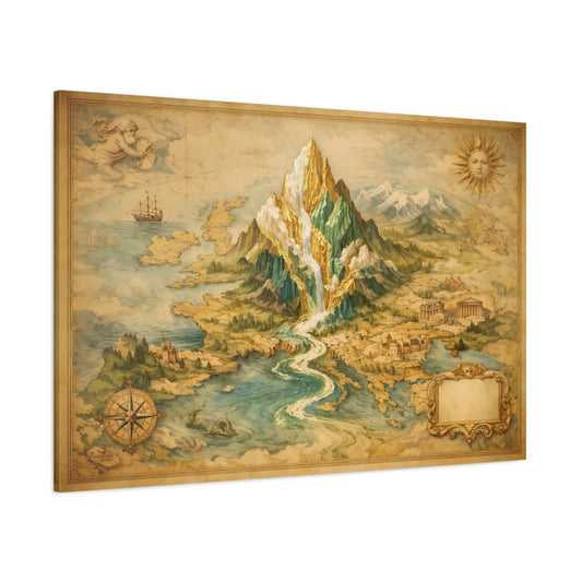 Mineral Flow Europe Antique Map shown as stretched canvas wall art