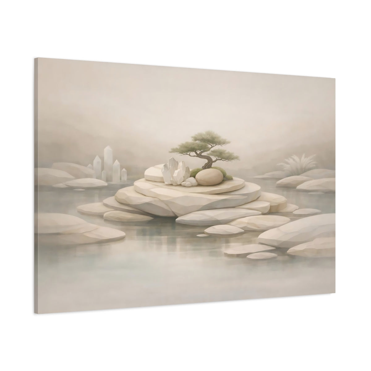 Mineral Flow Garden Neutral shown as stretched canvas wall art