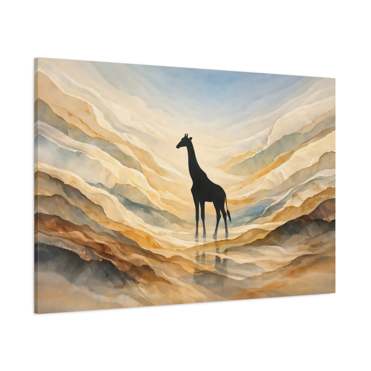 Mineral Flow Giraffe Silhouette shown as stretched canvas wall art