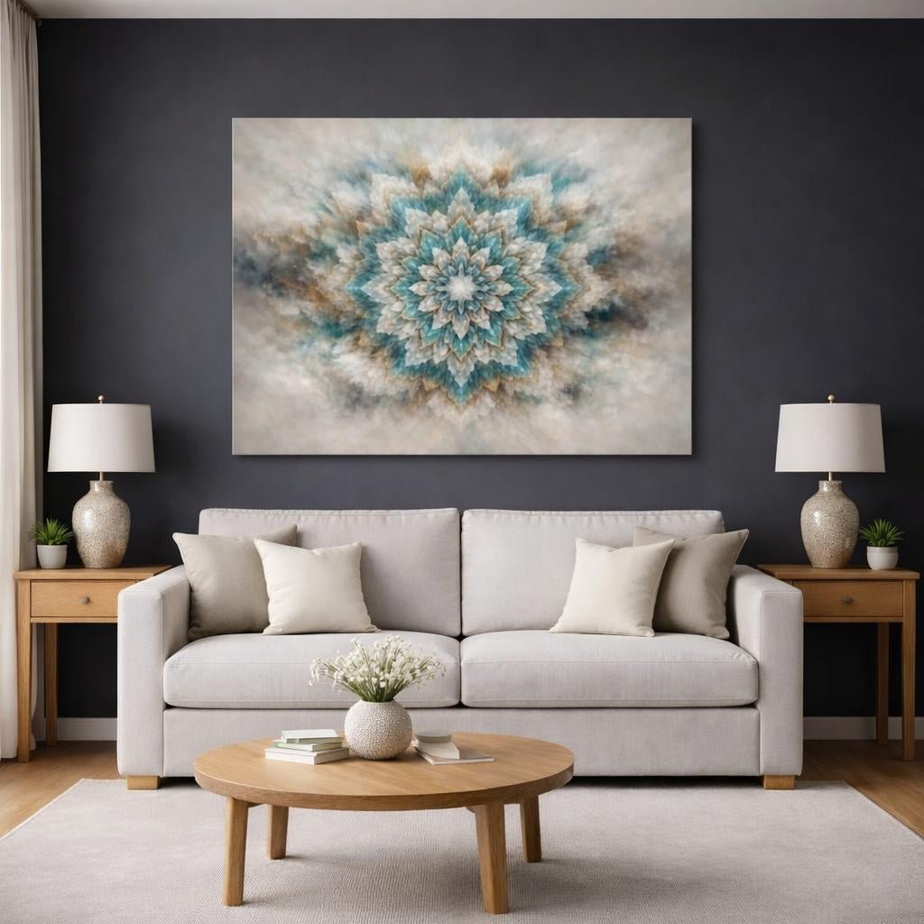 Mineral Flow Mandala Pattern Abstract - Canvas Wall Art Print - YesArtYes