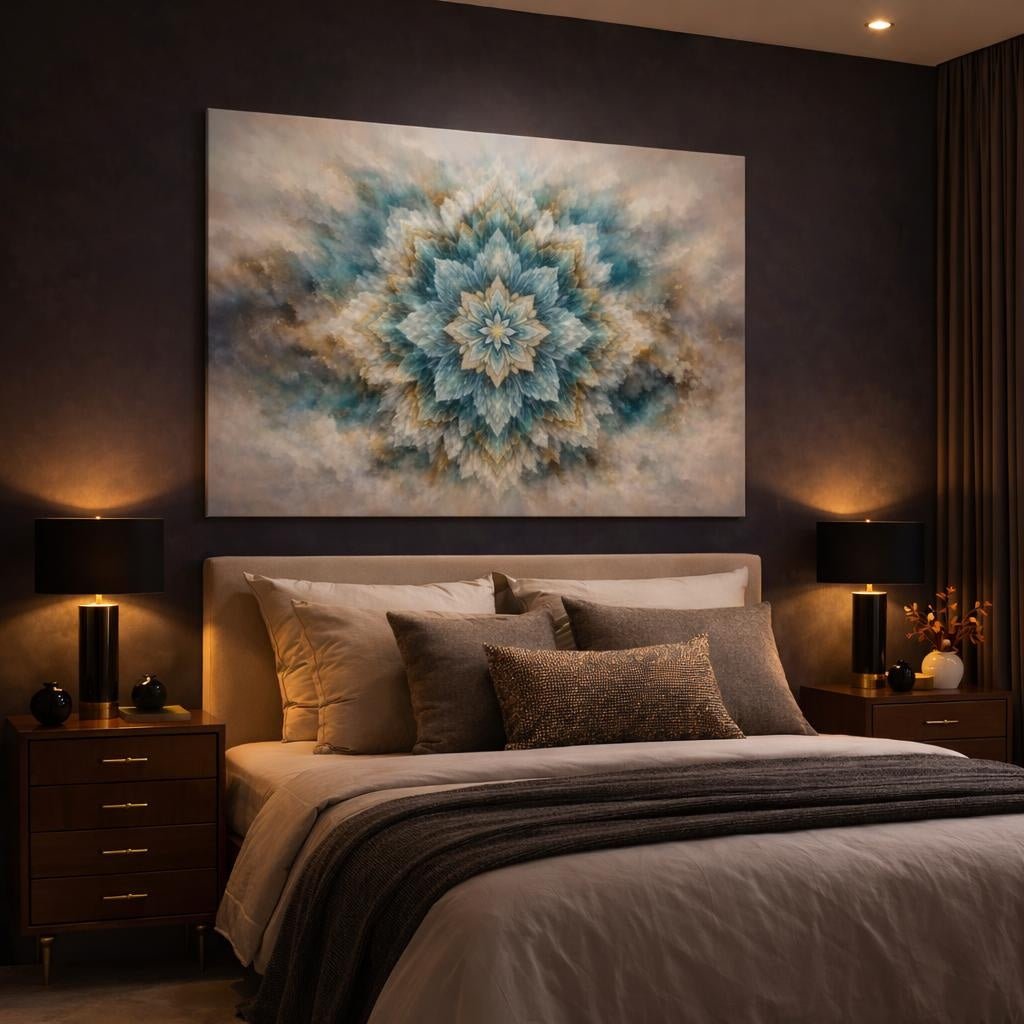 Mineral Flow Mandala Pattern Abstract - Canvas Wall Art Print - YesArtYes