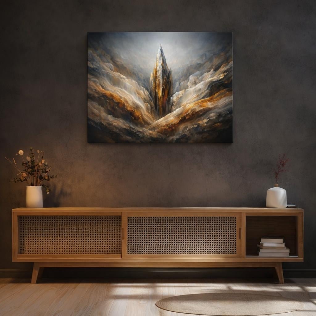 Mineral Flow Spear Crystal Spire Nature - Canvas Wall Art Print - YesArtYes