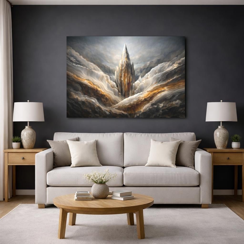 Mineral Flow Spear Crystal Spire Nature - Canvas Wall Art Print - YesArtYes