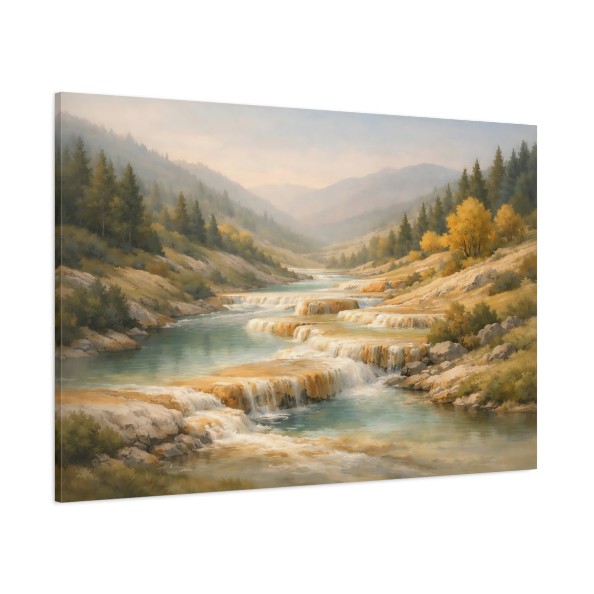Mineral Flow Trees Hills shown as stretched canvas wall art