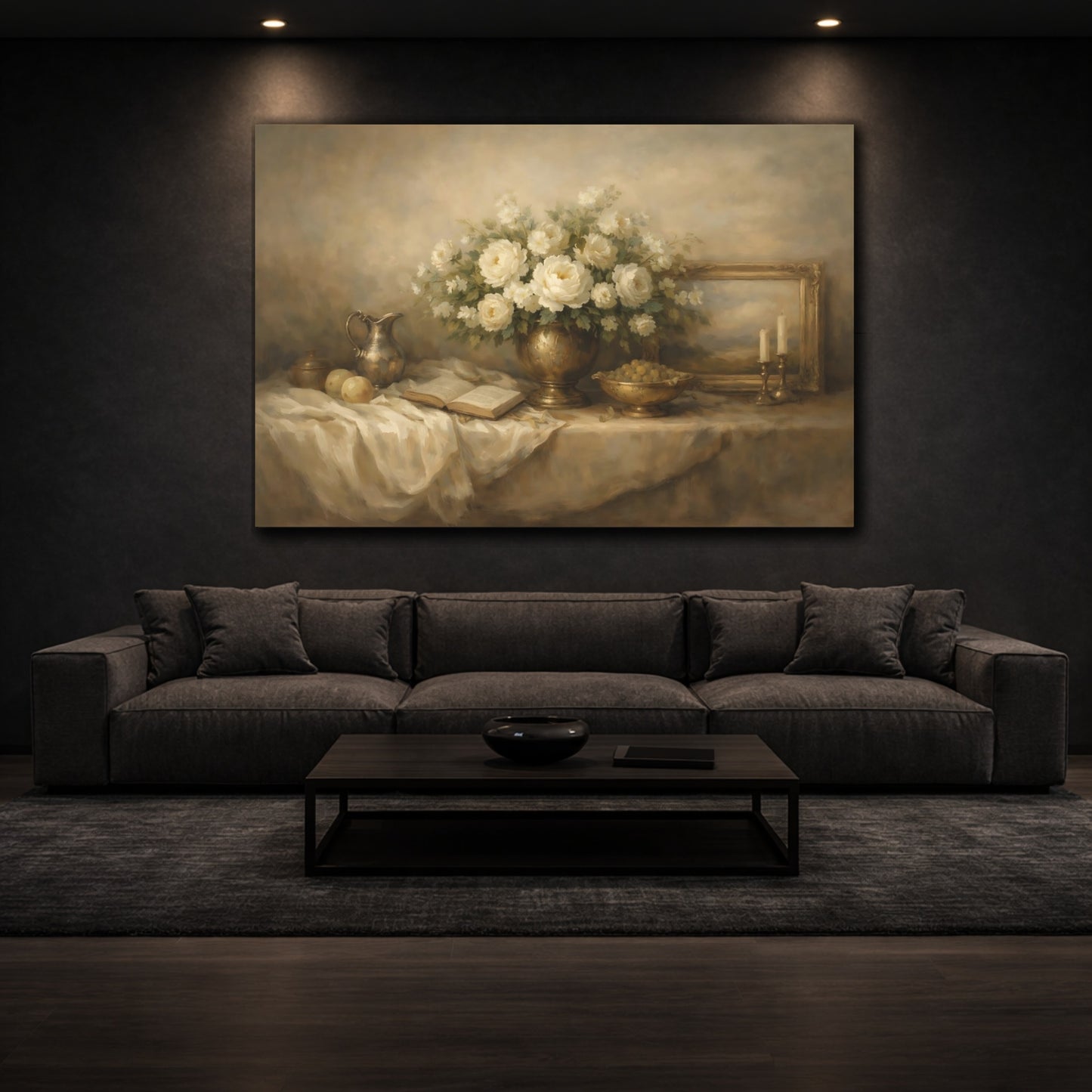 Mockup 2. Minimal Interior Decor Horizontal Balance shown as stretched canvas wall art