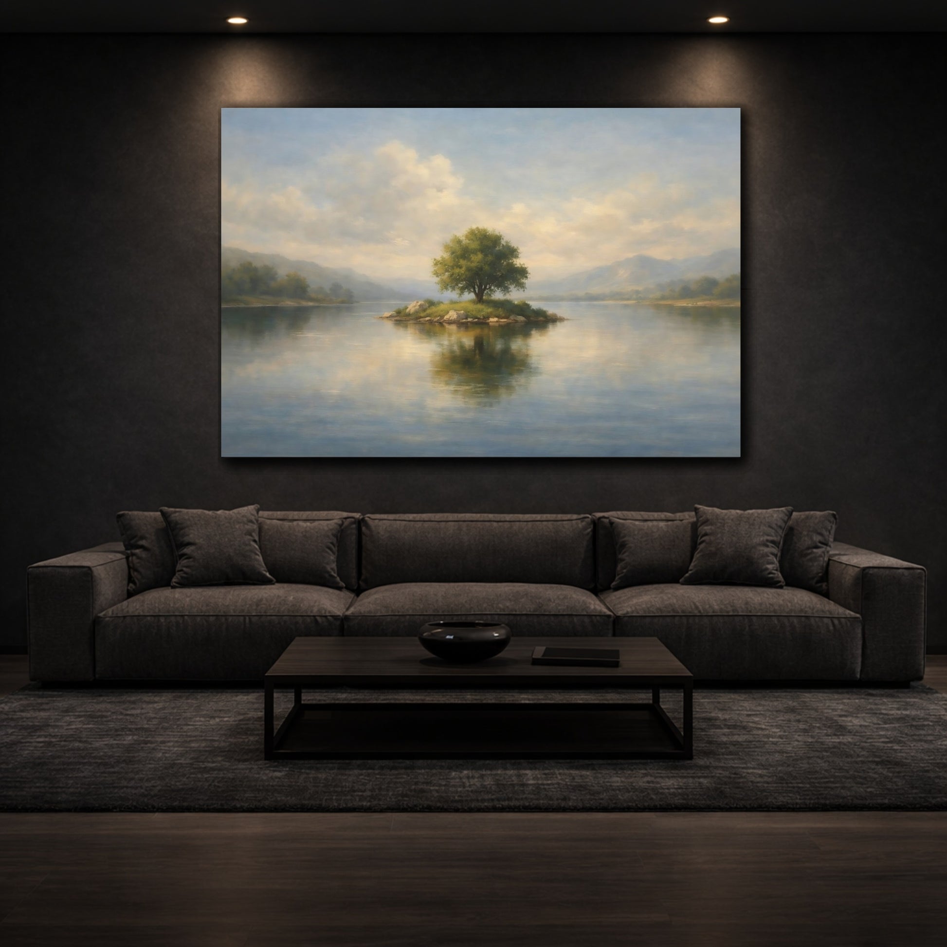 Mockup 2. Minimal Tiny Object In Large Space Scene shown as stretched canvas wall art