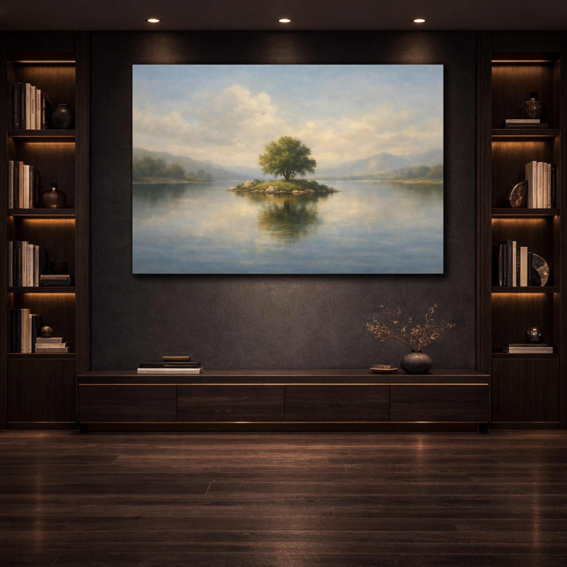 Mockup 3. Minimal Tiny Object In Large Space Scene shown as stretched canvas wall art