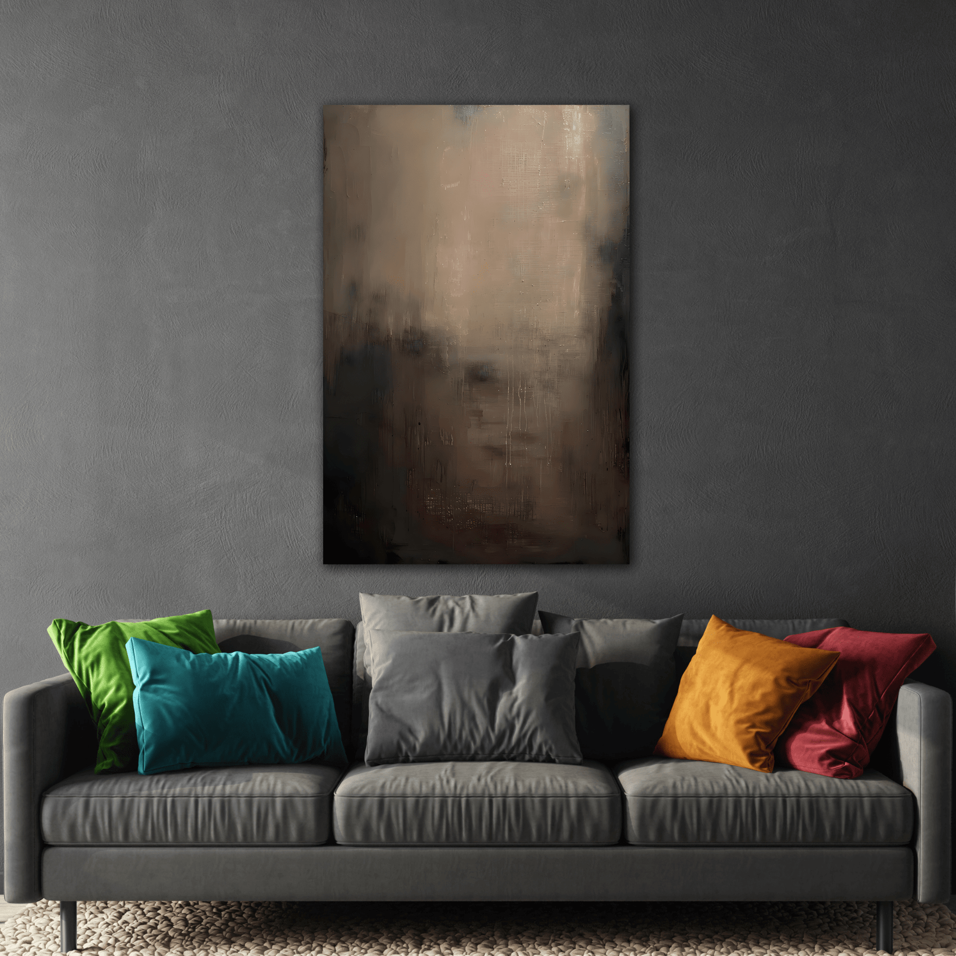 Minimalist Abstract Dark Shades Black Canvas Wall Art Print - YesArtYes