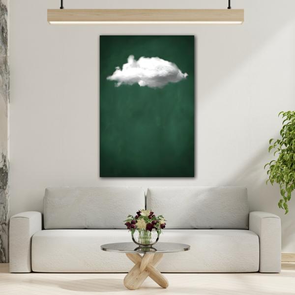 Minimalist Green Cloud Wall Art Canvas Print - Abstract Home Decor - YesArtYes