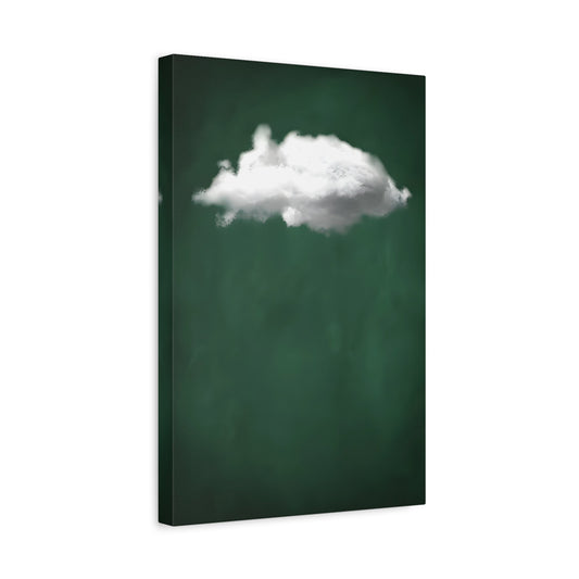 Minimalist Green with Cloud Wall Art Canvas Print - Abstract Home Decor Artwork