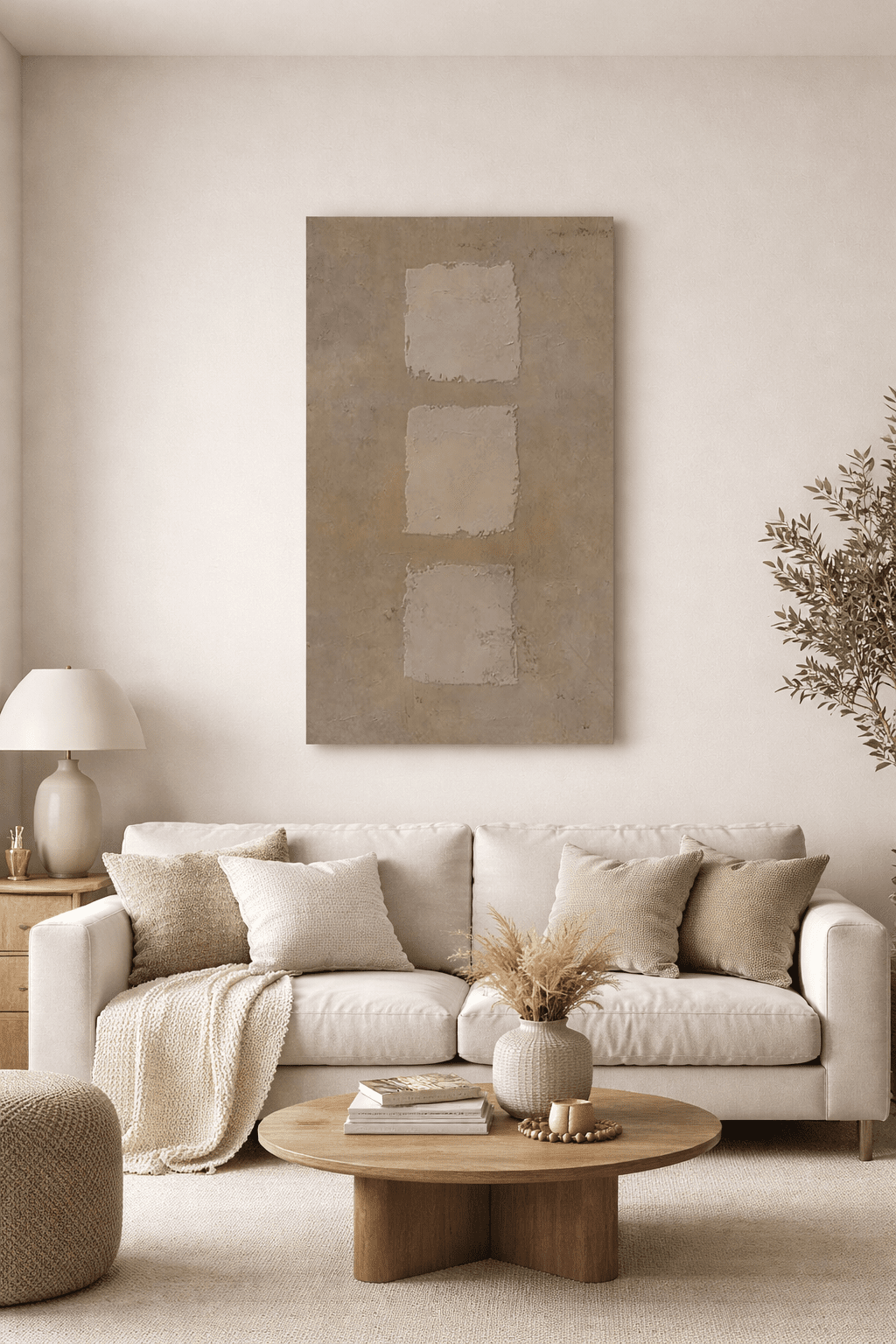 Minimalist Japanese Wabi - Sabi Canvas Wall Art - Brown Abstract Bohemian Print - YesArtYes
