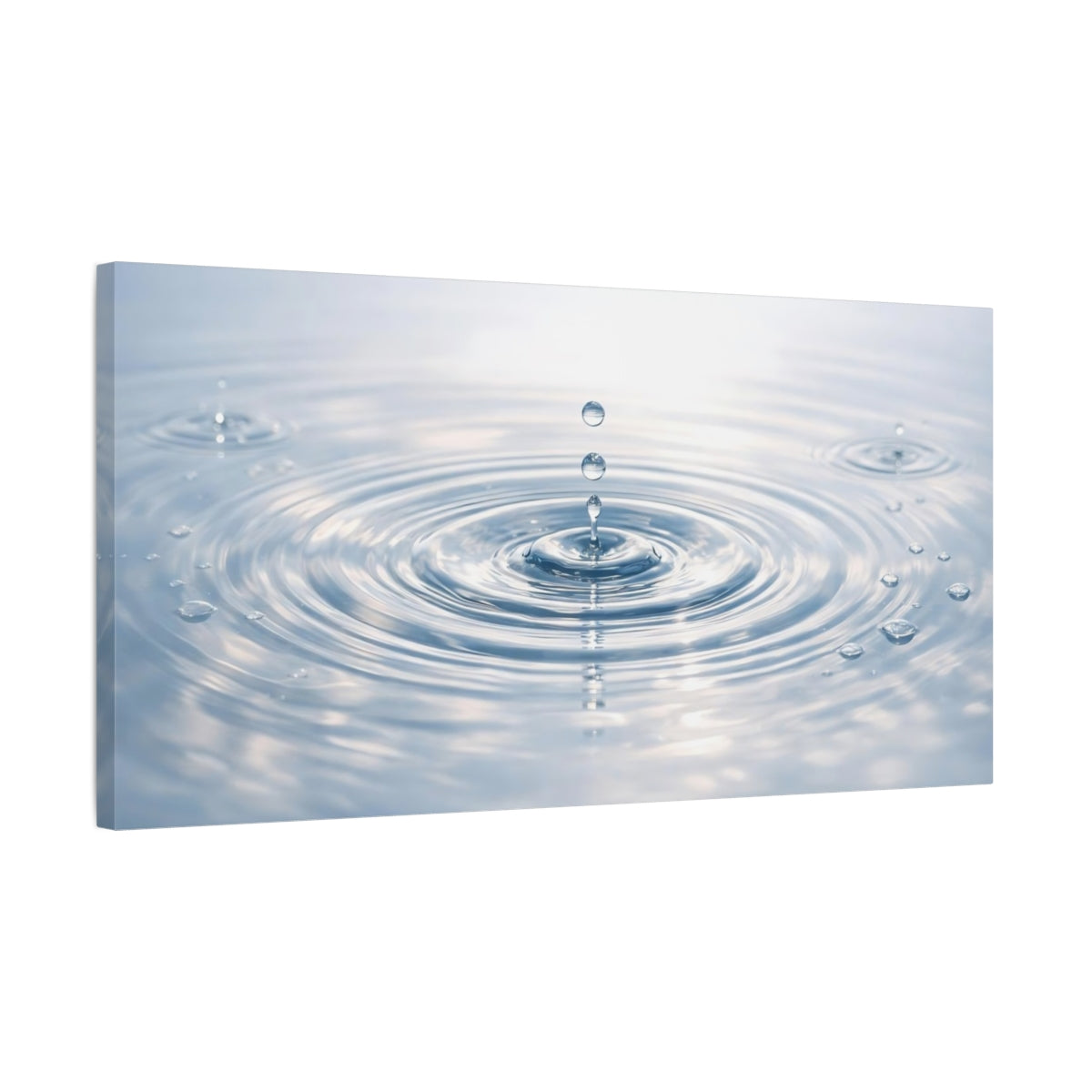 Side Mockup 2. Nature Water Drop Water Drop Blue shown as stretched canvas wall art