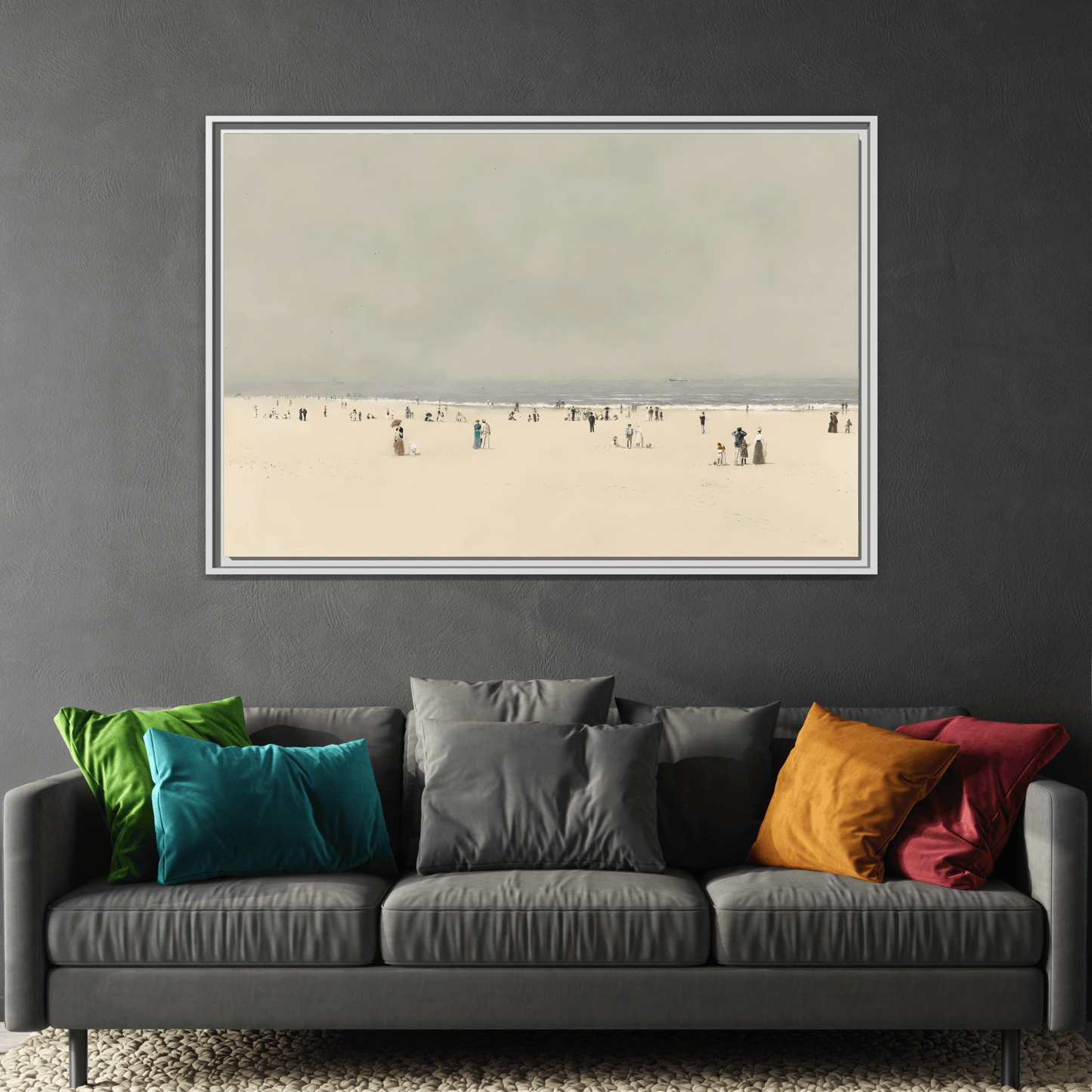 Minimalist Sand Sea Canvas, Summer Phantasy Vintage Beach Wall Art Prints - YesArtYes