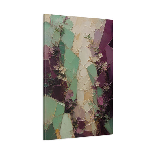 Main Mockup. Mint & Plum Garden Wall shown as canvas print