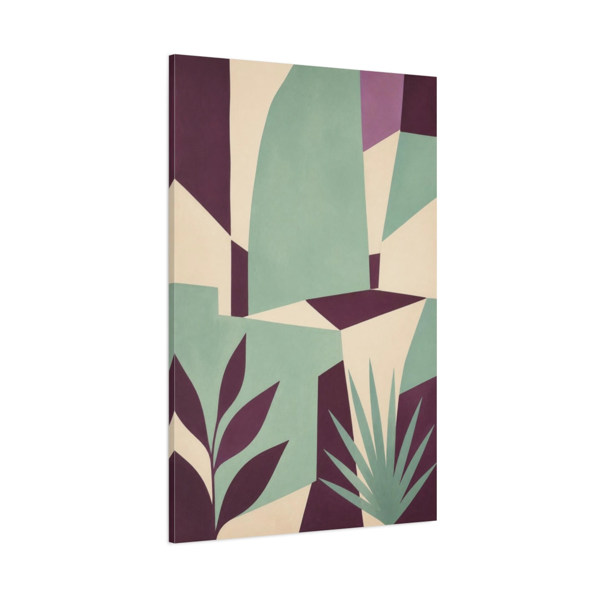 Side Mockup 1. Mint Garden Wall shown as canvas print