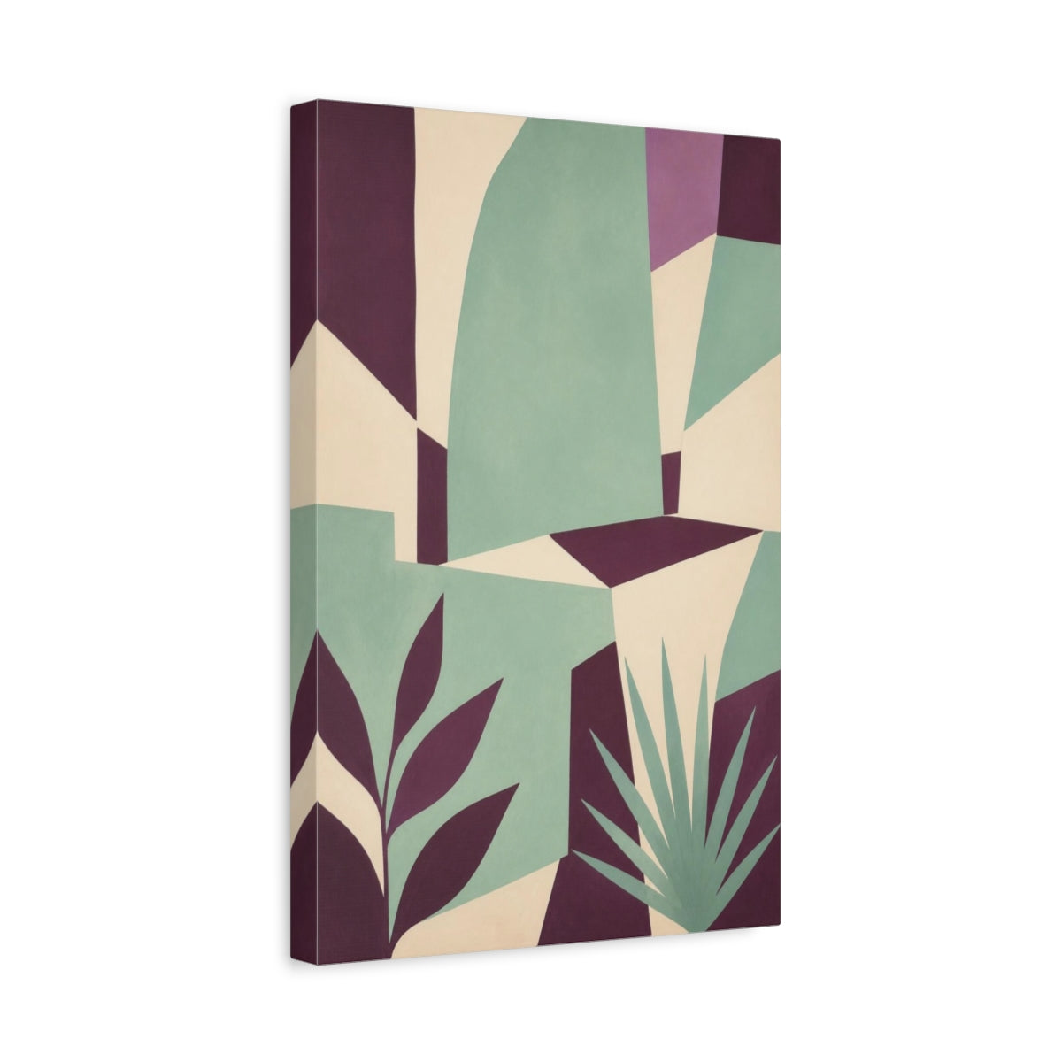Side Mockup 4. Mint Garden Wall shown as canvas print