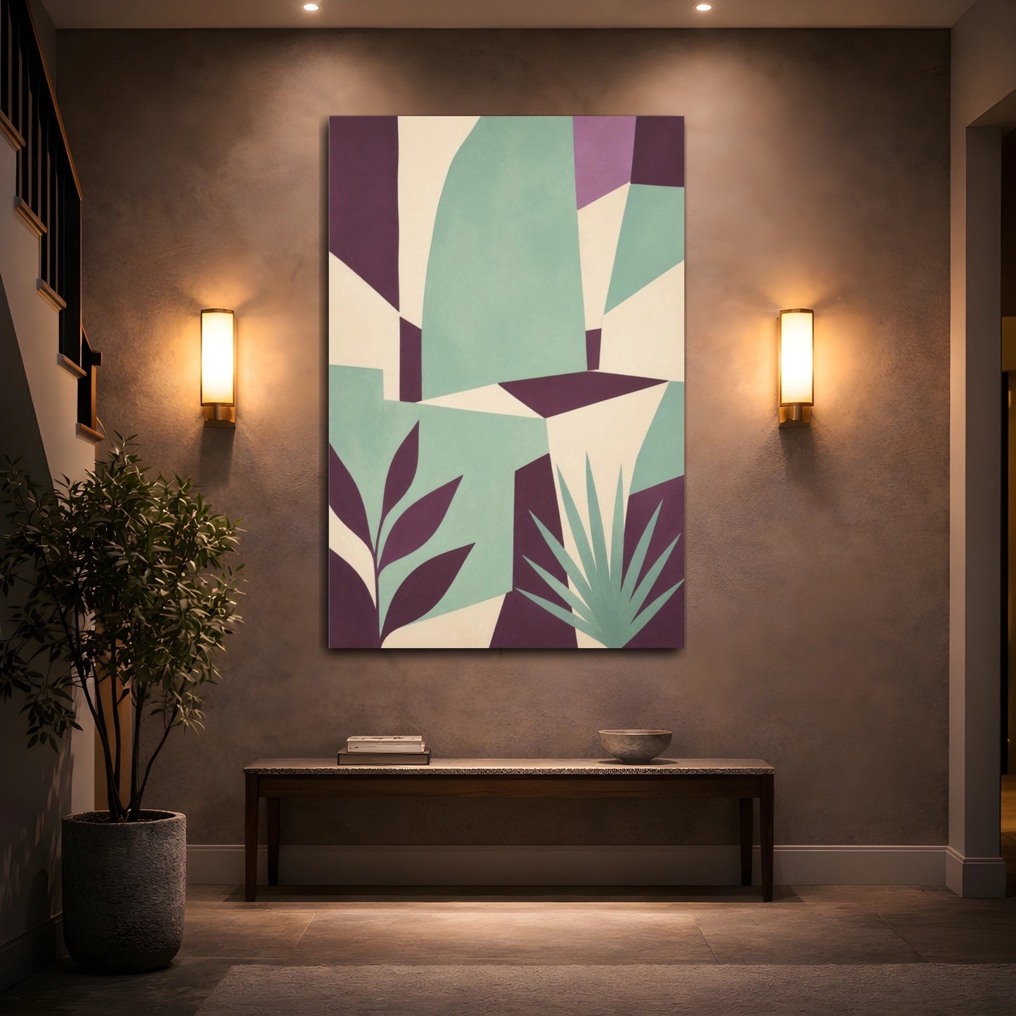 Mockup 2. Mint Garden Wall shown as canvas print