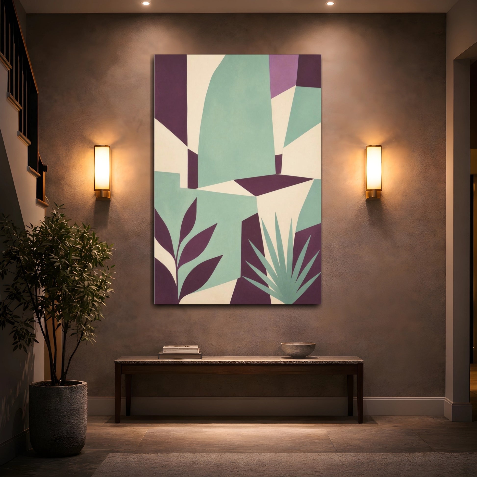 Mockup 2. Mint Garden Wall shown as canvas print