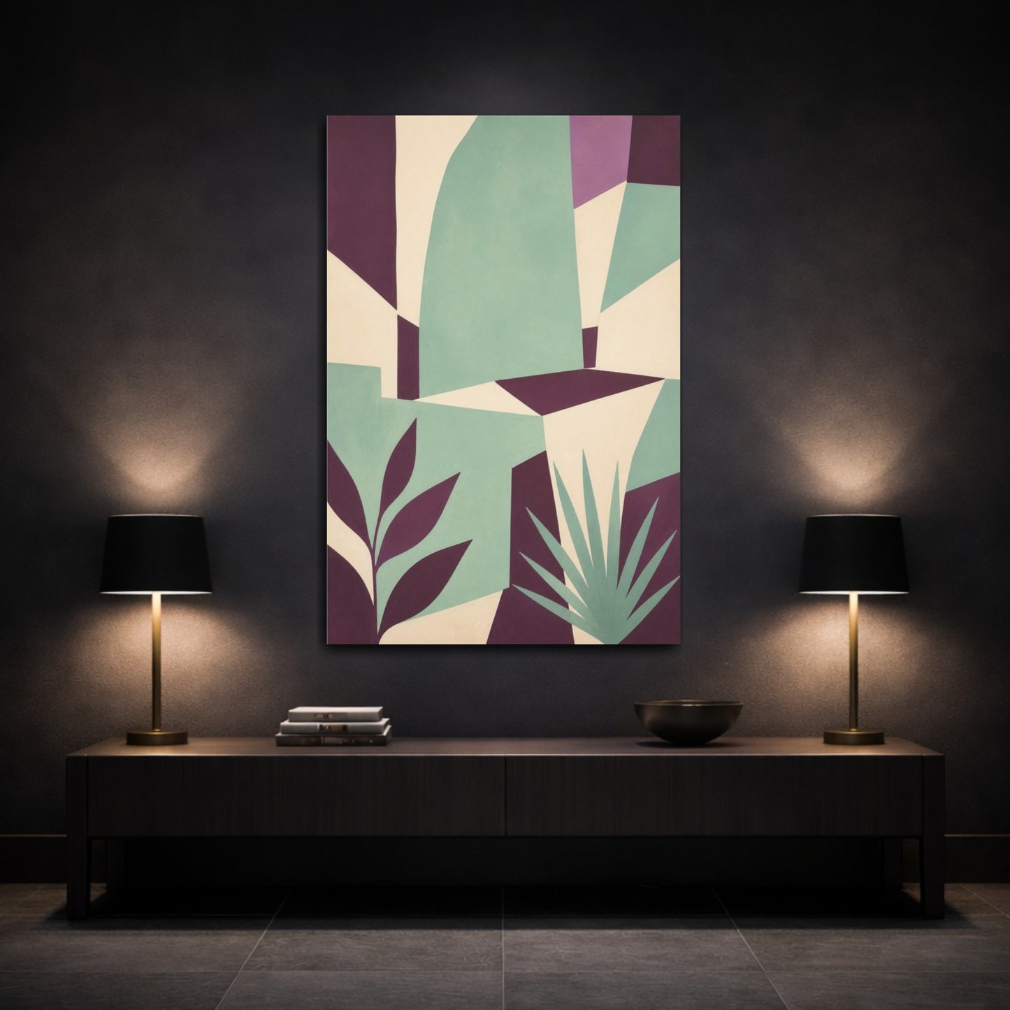 Mockup 3. Mint Garden Wall shown as canvas print