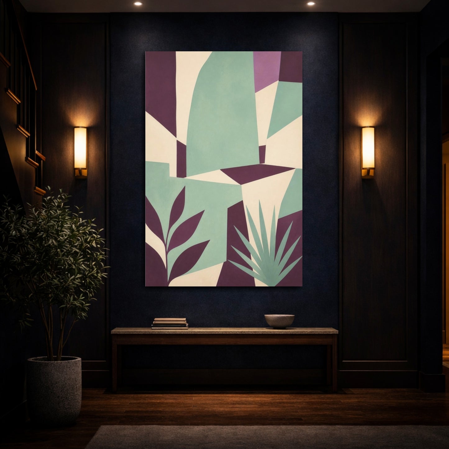 Mockup 4. Mint Garden Wall shown as canvas print