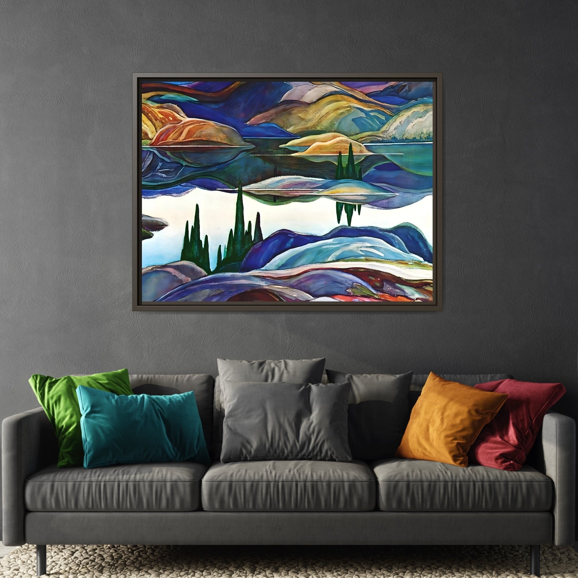 Mirror Lake Ontario Canvas Wall Art Print - Franklin Carmichael Colorful Canada Landscape - YesArtYes