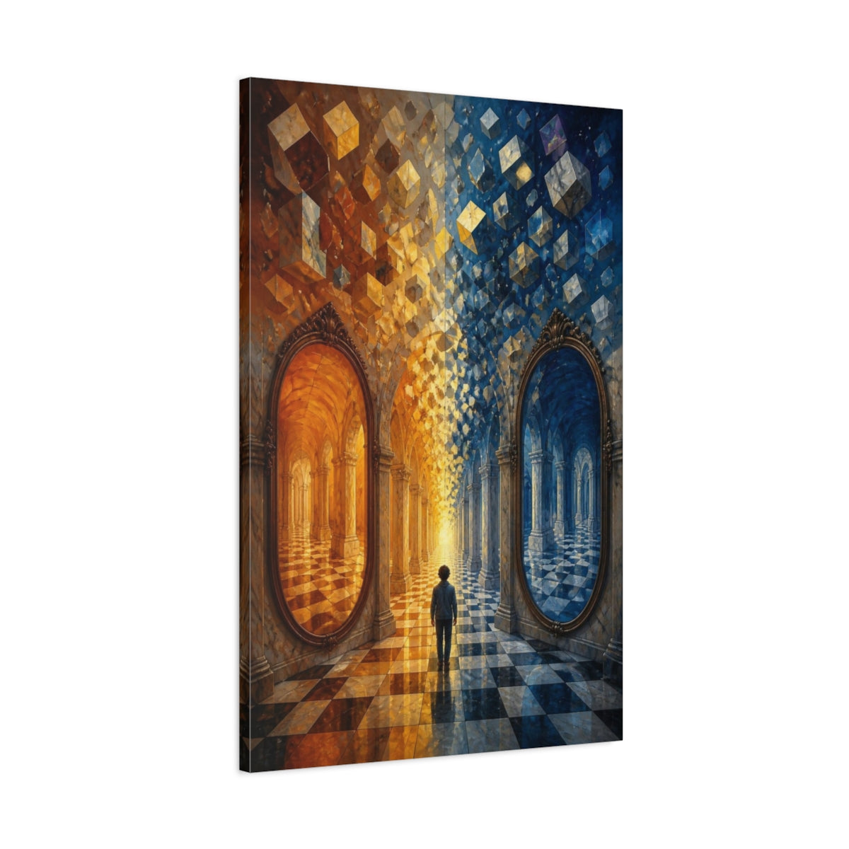 Main Mockup. Mirrored Hall Illusion shown as canvas print