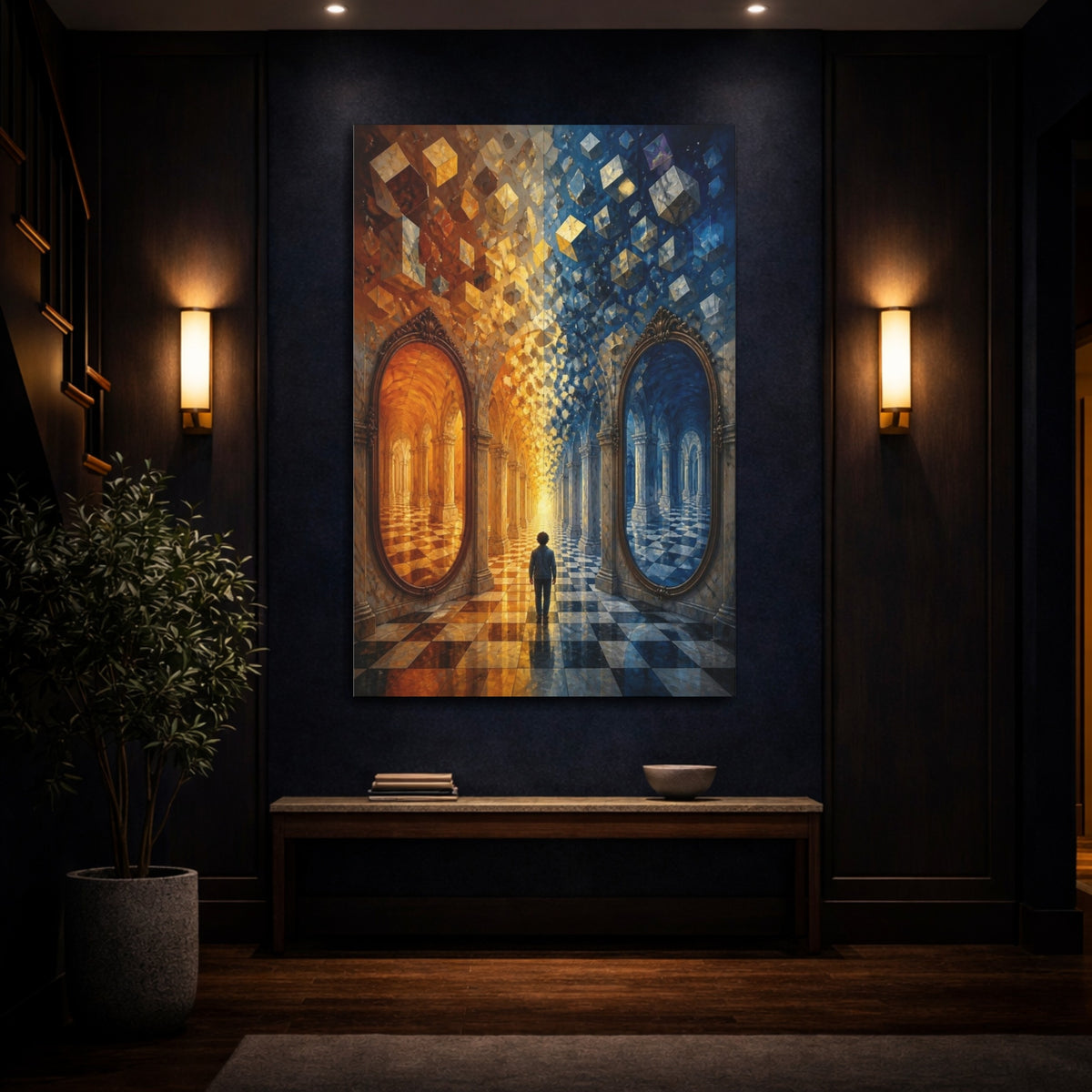 Mockup 4. Mirrored Hall Illusion shown as canvas print