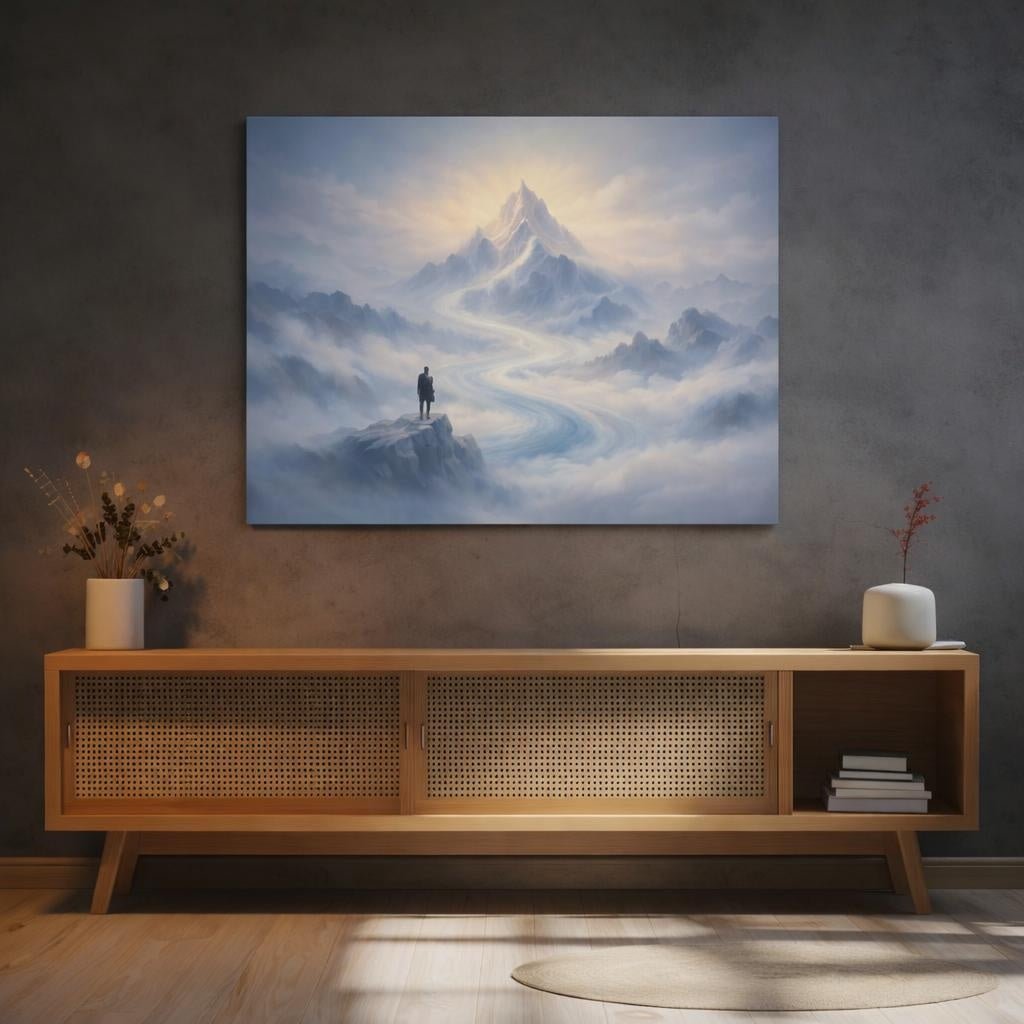 Mist Depth Abstract Flow Mountain Peak Nature - Canvas Wall Art Print - YesArtYes
