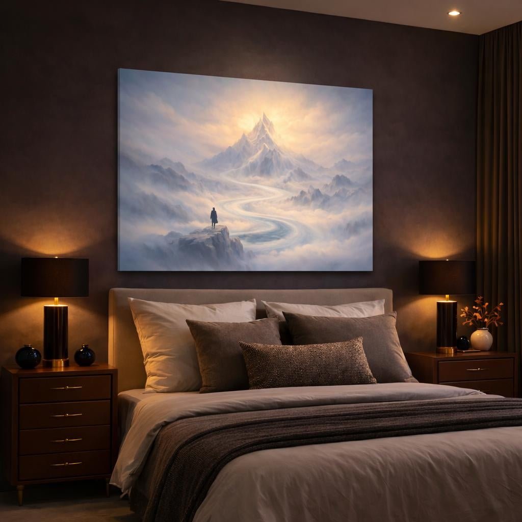Mist Depth Abstract Flow Mountain Peak Nature - Canvas Wall Art Print - YesArtYes