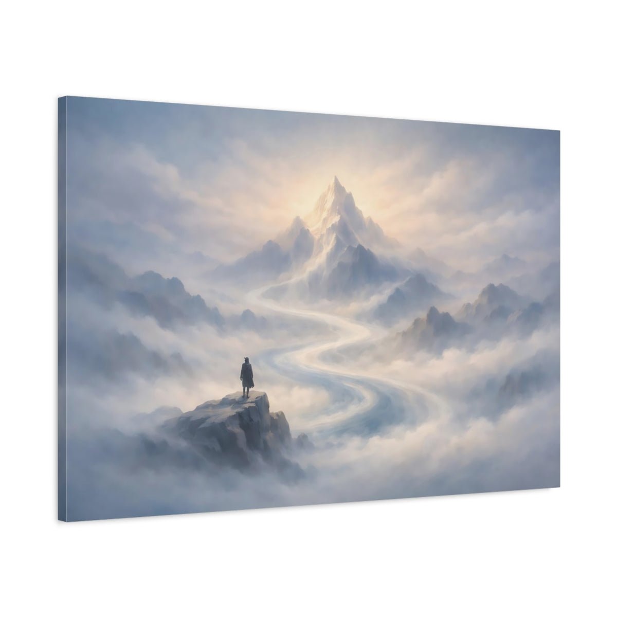 Mist Depth Abstract Flow Mountain Peak Nature - Canvas Wall Art Print - YesArtYes