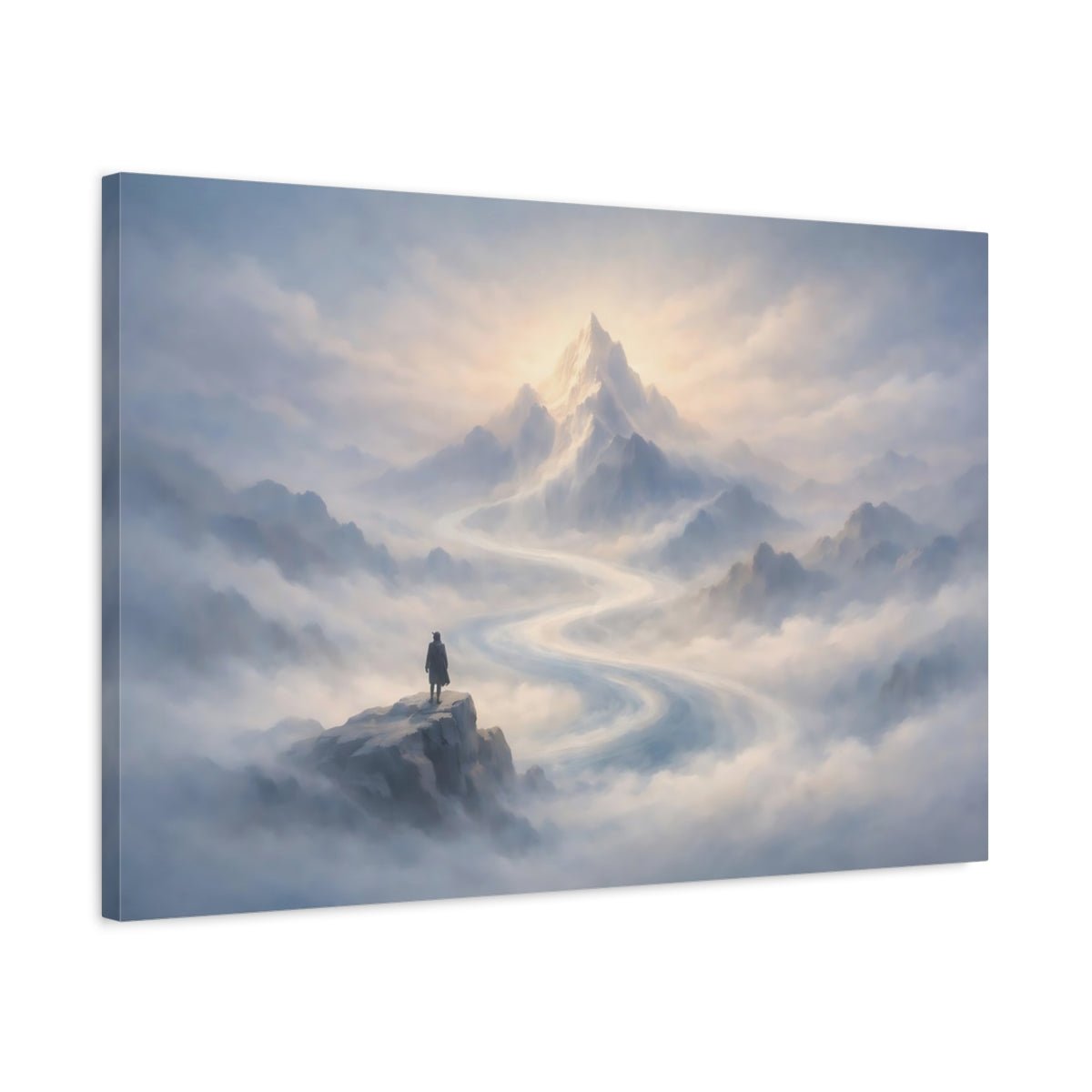 Mist Depth Abstract Flow Mountain Peak Nature - Canvas Wall Art Print - YesArtYes