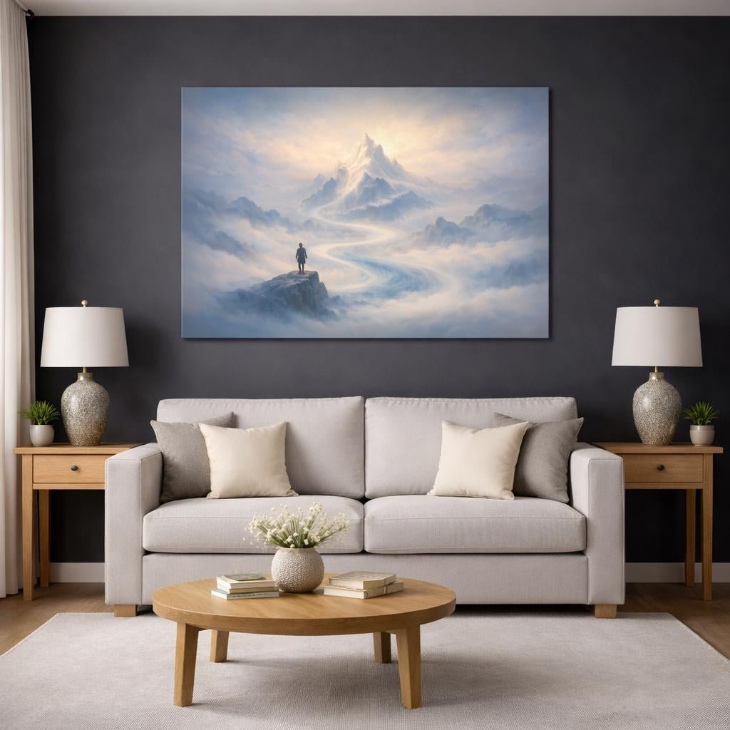 Mist Depth Abstract Flow Mountain Peak Nature - Canvas Wall Art Print - YesArtYes