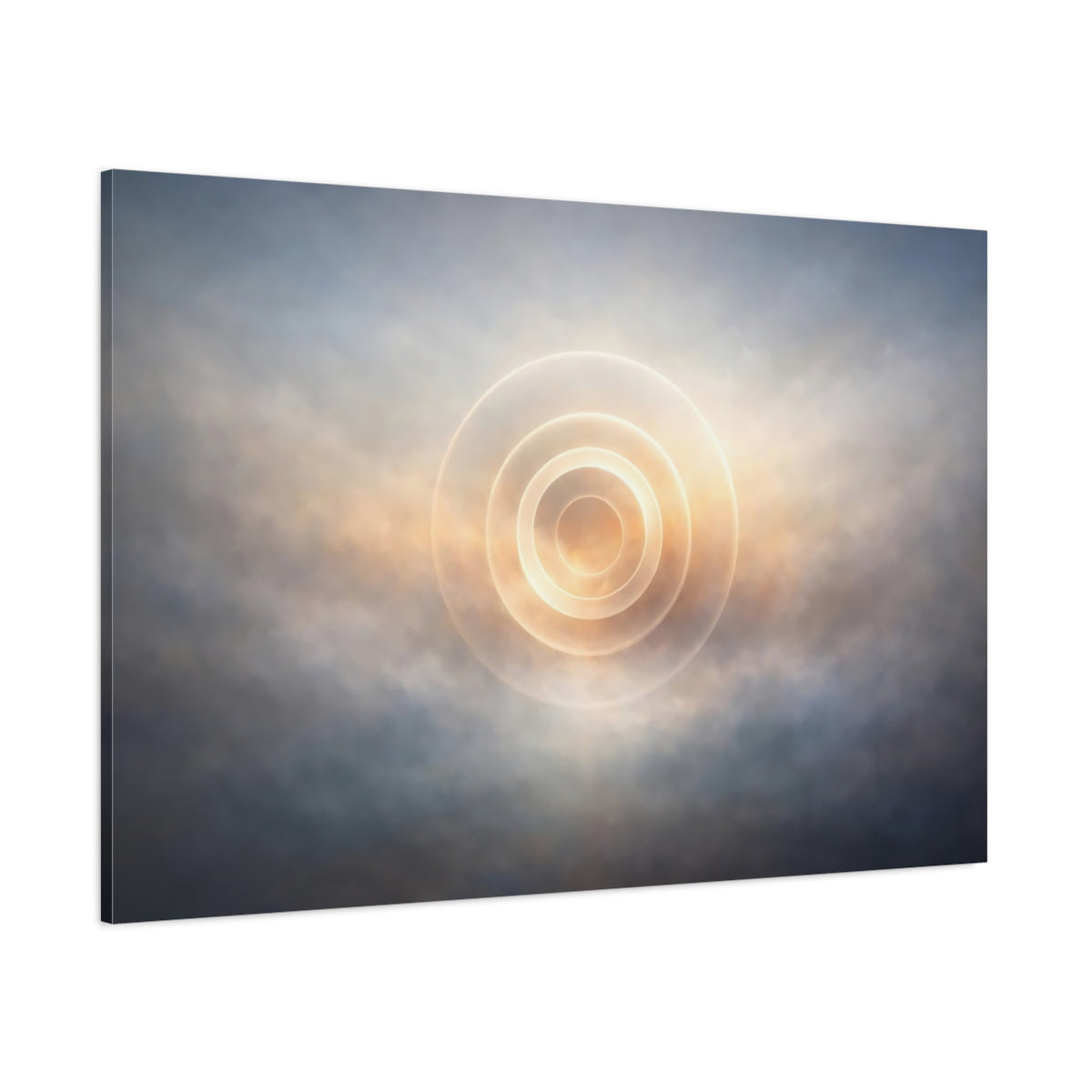 Main Mockup. Mist Depth Abstract Rings shown as stretched canvas wall art