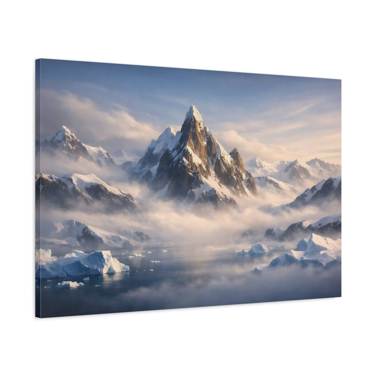 Mist Depth Antarctic Mountains Snowy Nature - Canvas Wall Art Print - YesArtYes