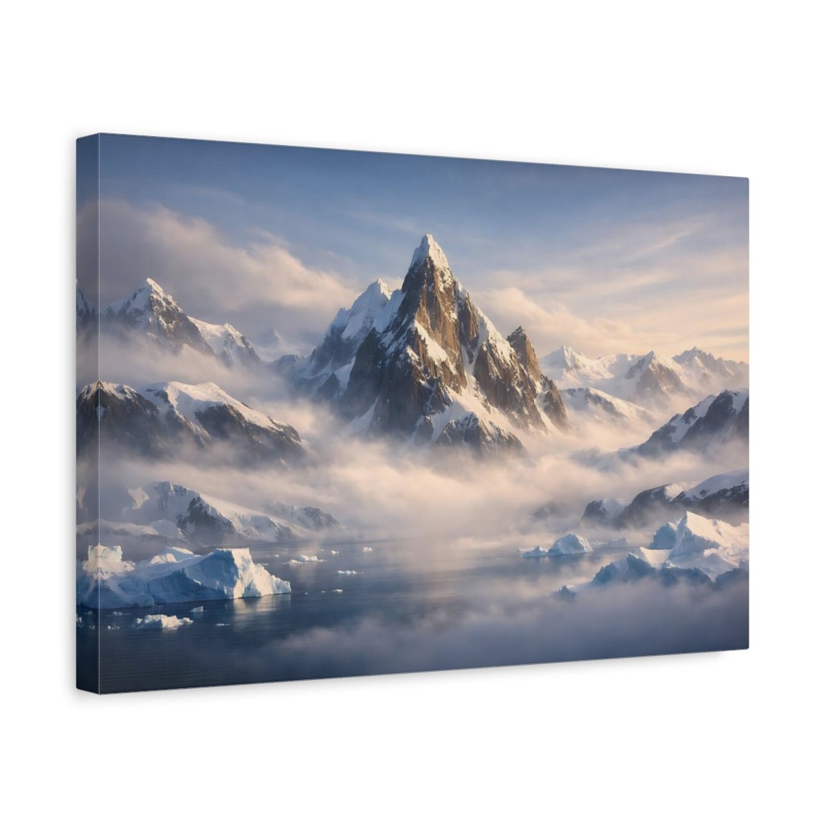 Mist Depth Antarctic Mountains Snowy Nature - Canvas Wall Art Print - YesArtYes