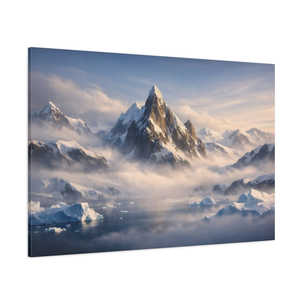 Mist Depth Antarctic Mountains Snowy Nature - Canvas Wall Art Print - YesArtYes