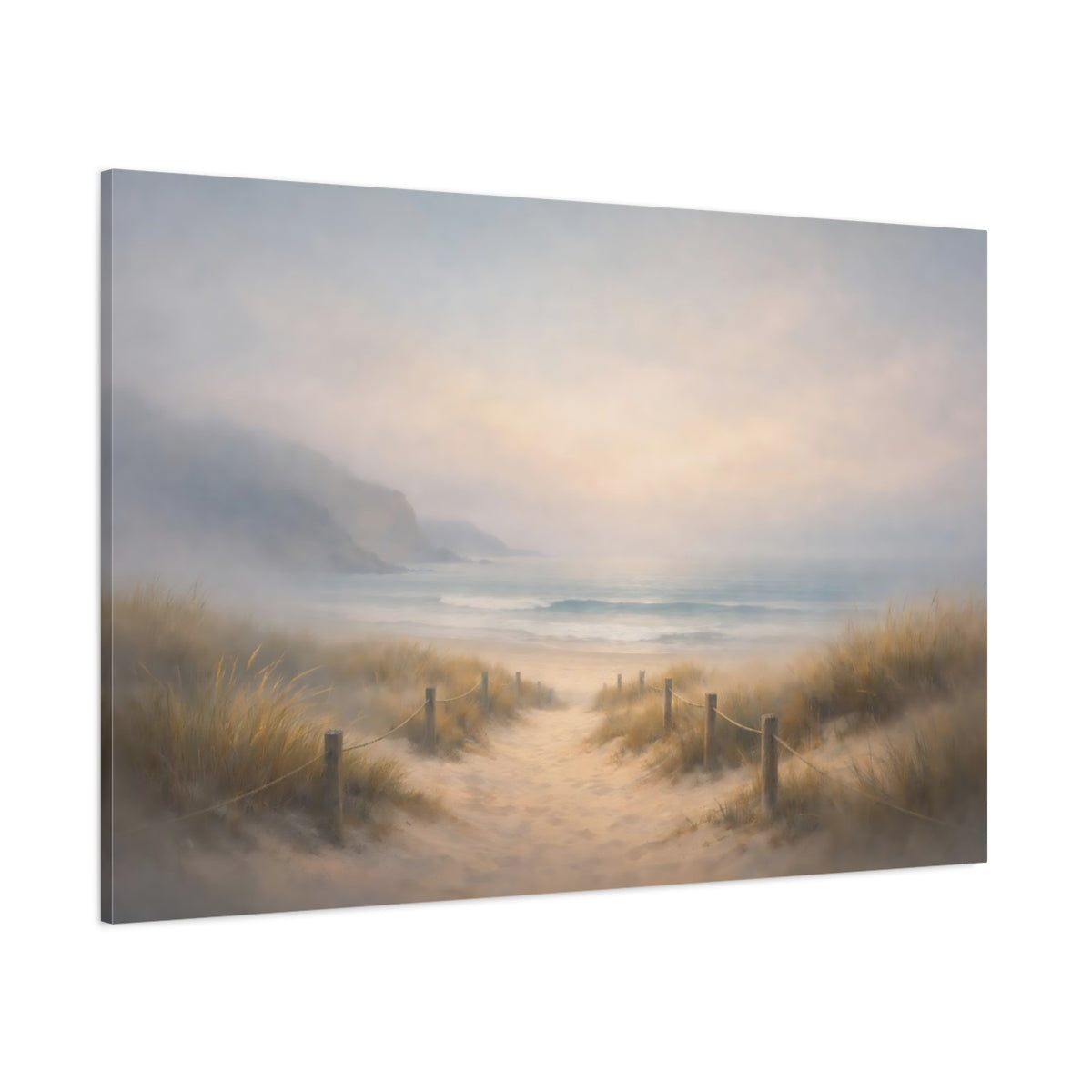 Mist Depth Beach Path shown as stretched canvas wall art