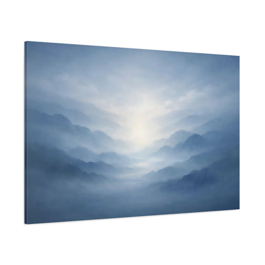 Mist Depth Blue Grey Abstract shown as stretched canvas wall art
