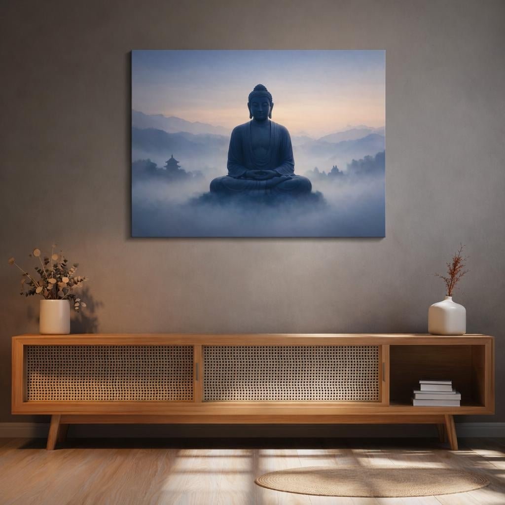 Mist Depth Buddha Zen Religious - Canvas Wall Art Print - YesArtYes