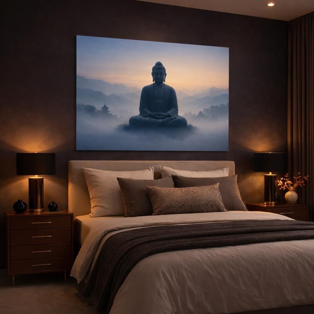 Mist Depth Buddha Zen Religious - Canvas Wall Art Print - YesArtYes