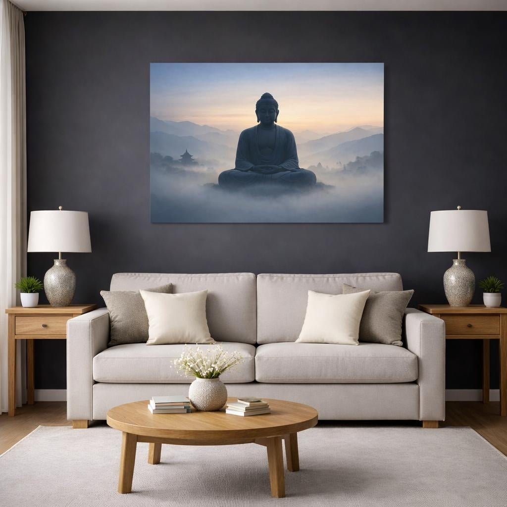 Mist Depth Buddha Zen Religious - Canvas Wall Art Print - YesArtYes
