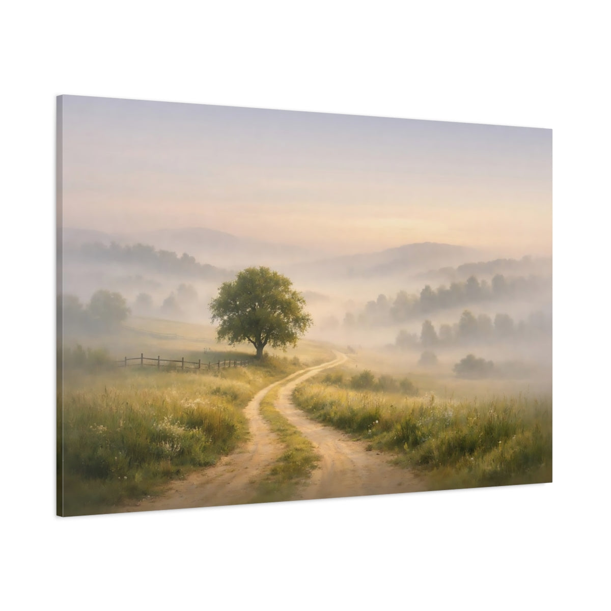 Mist Depth Countryside Path shown as stretched canvas wall art