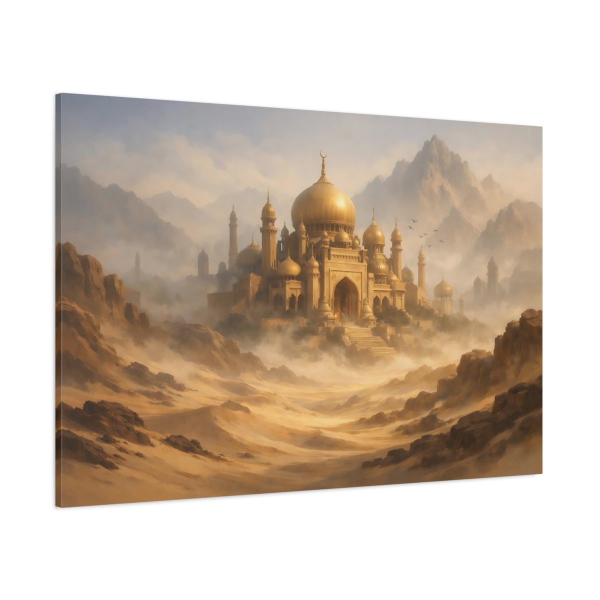 Mist Depth Desert Palace shown as stretched canvas wall art