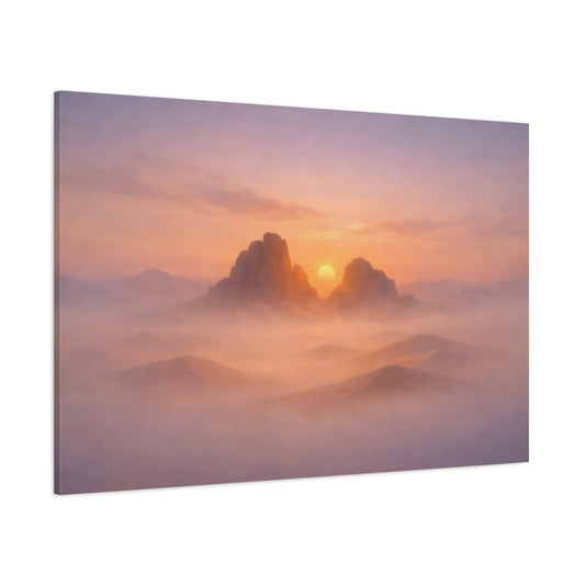 Mist Depth Desert Sunset shown as stretched canvas wall art