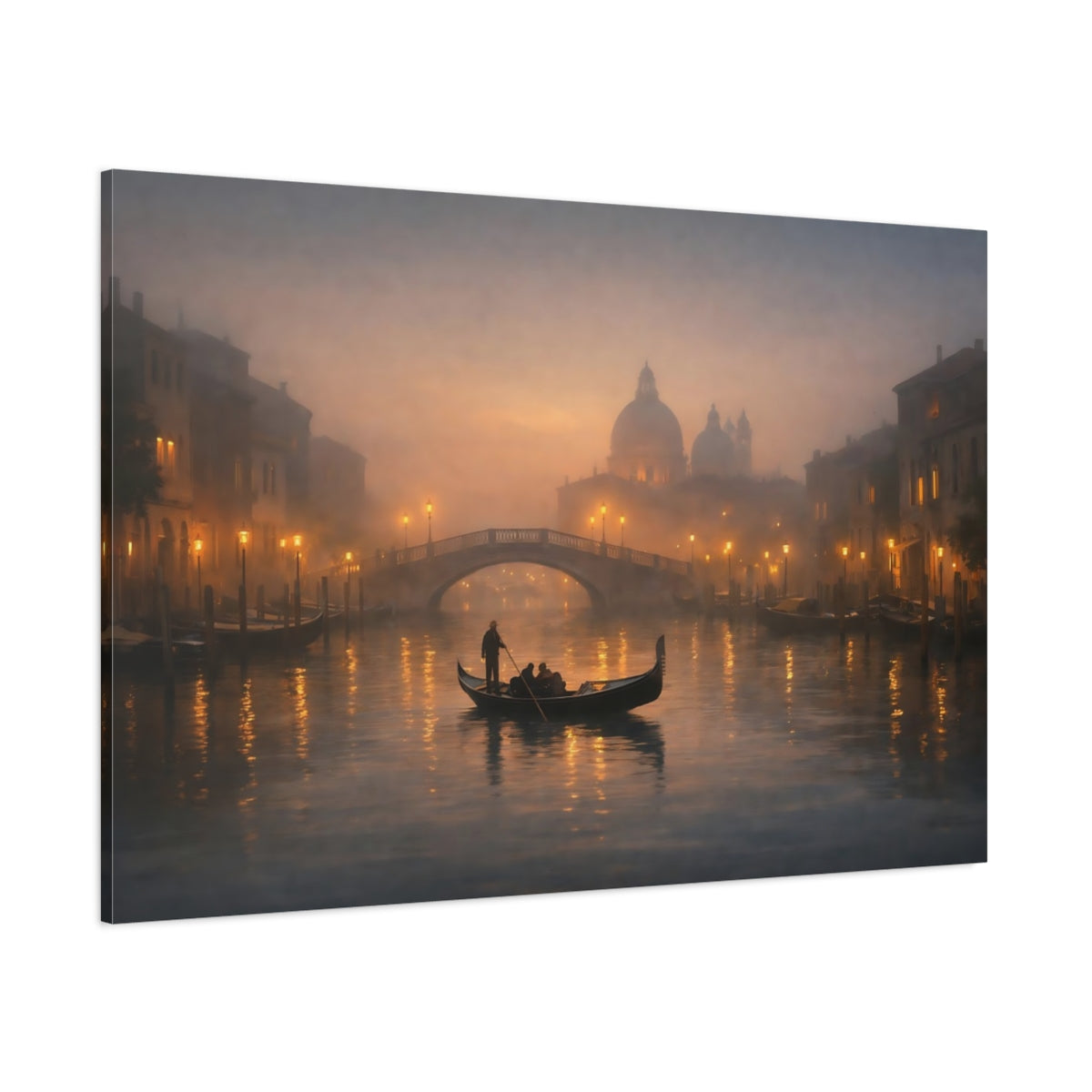 Mist Depth Evening Canal shown as stretched canvas wall art