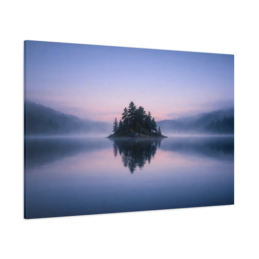 Mist Depth Evening Lake shown as stretched canvas wall art