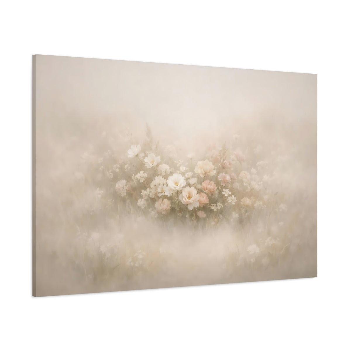 Mist Depth Floral Neutral shown as stretched canvas wall art