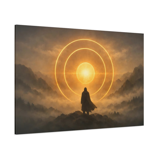 Mist Depth Golden Circles shown as stretched canvas wall art