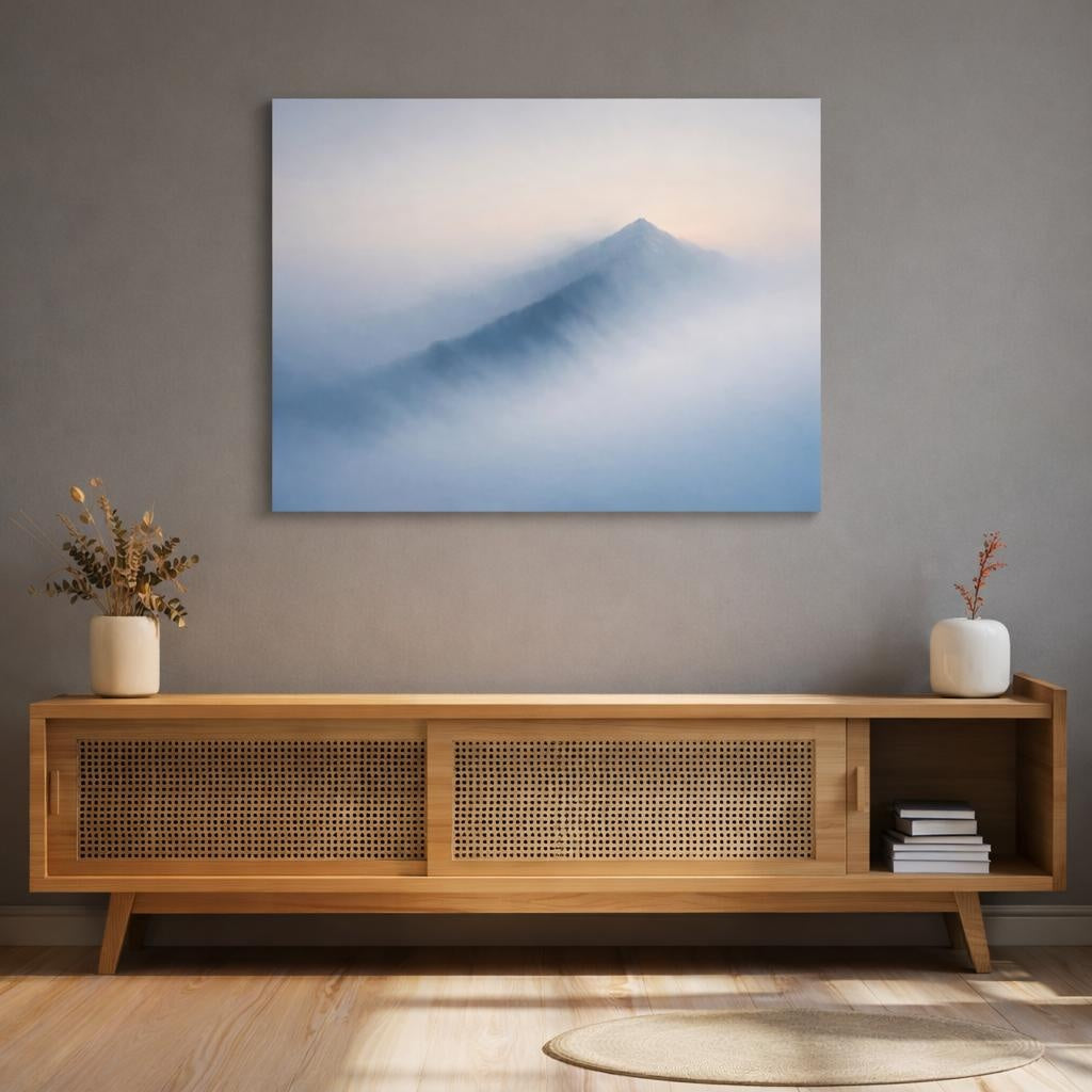 Mist Depth Minimal Abstract shown as canvas wall art in a luxury executive office